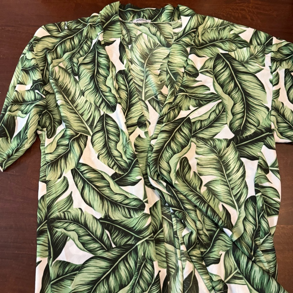 Stitchwurks Tropical Leaf Print Kimono - Picture 1 of 4